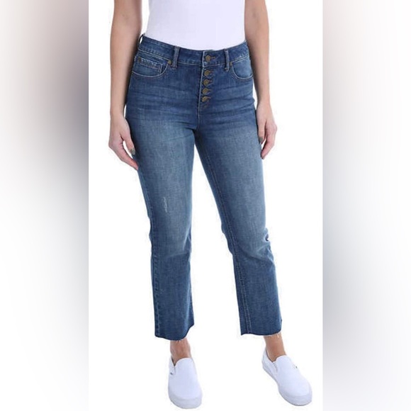 Kenneth Cole Ladies' Button Fly High Rise Straight Leg Comfort Stretch Jean - Picture 1 of 11